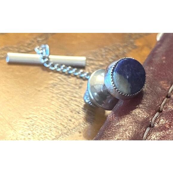 VTG Men's silver Tone Tie Pin with Stone Accents - Picture 2 of 2